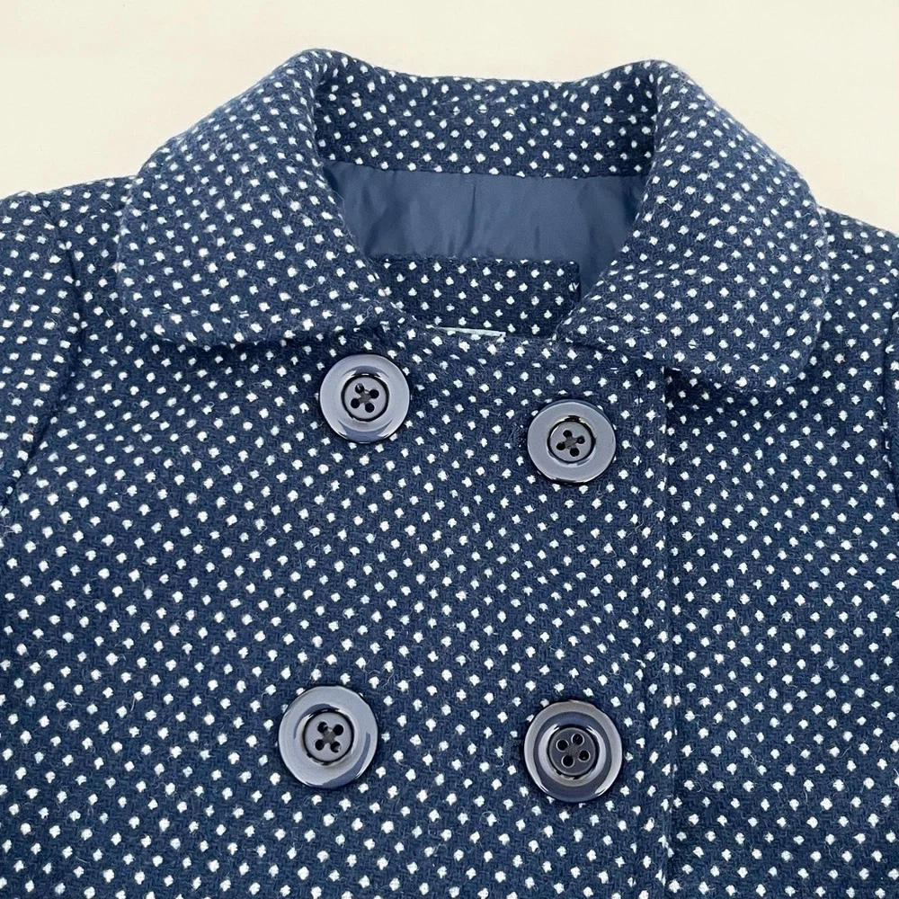 BabyGap Girl's Coat 2Y Blue White Polka Dots Wool Blend Formal Dressy A-Line